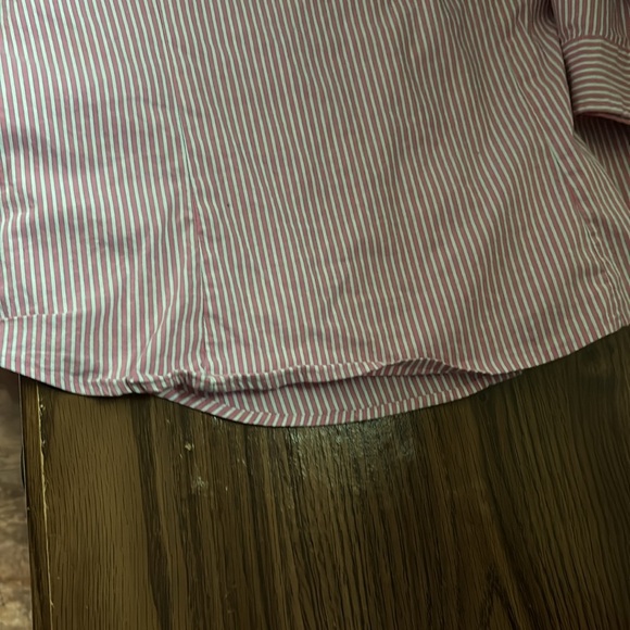 IZOD Petite Pink Gray & White Striped Button Up Blouse 3/4 Sleeves Fitted PXL - Picture 16 of 16